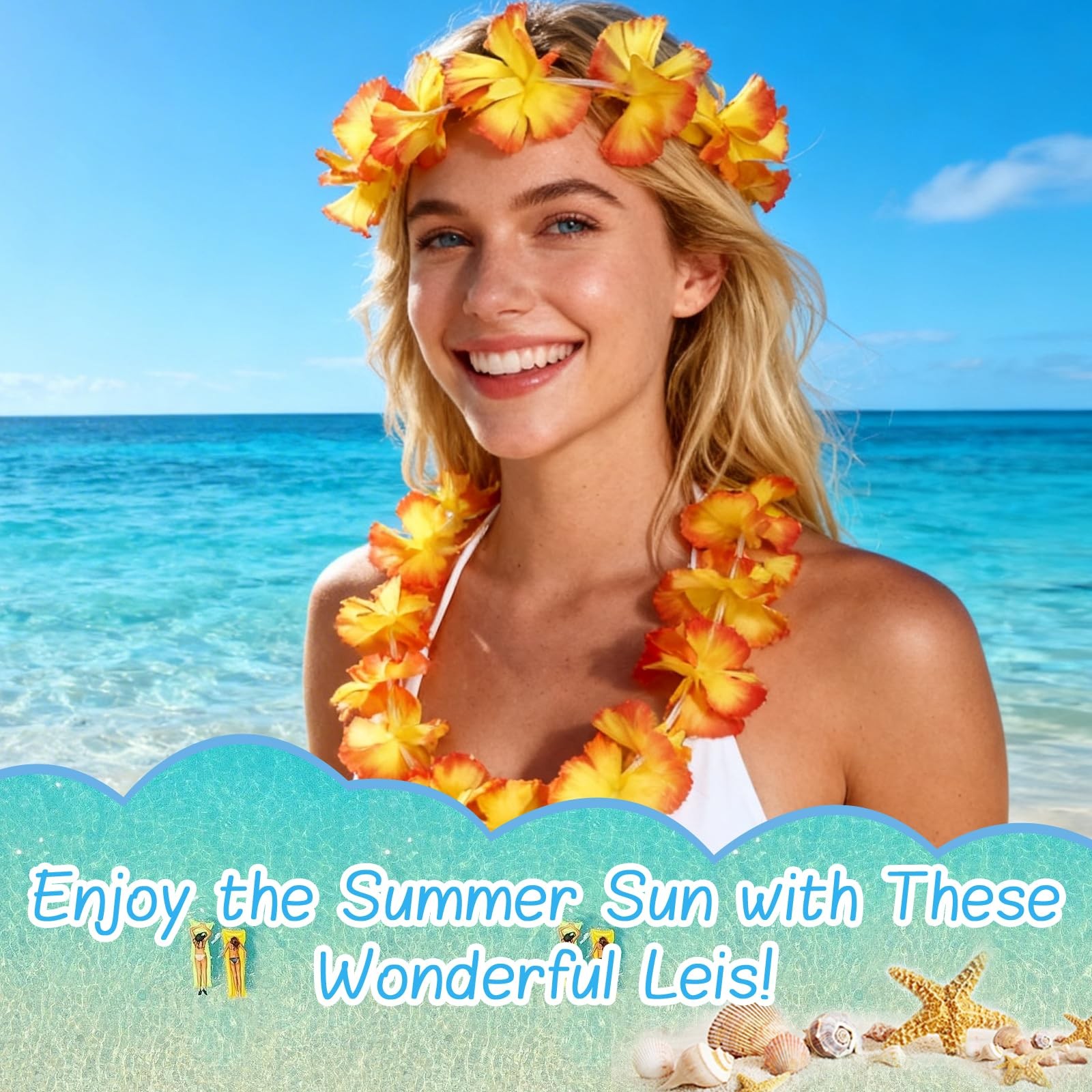 100 PCS Hawaiian Leis Bulk Colorful Tropical Flower Necklace for Luau Party D…