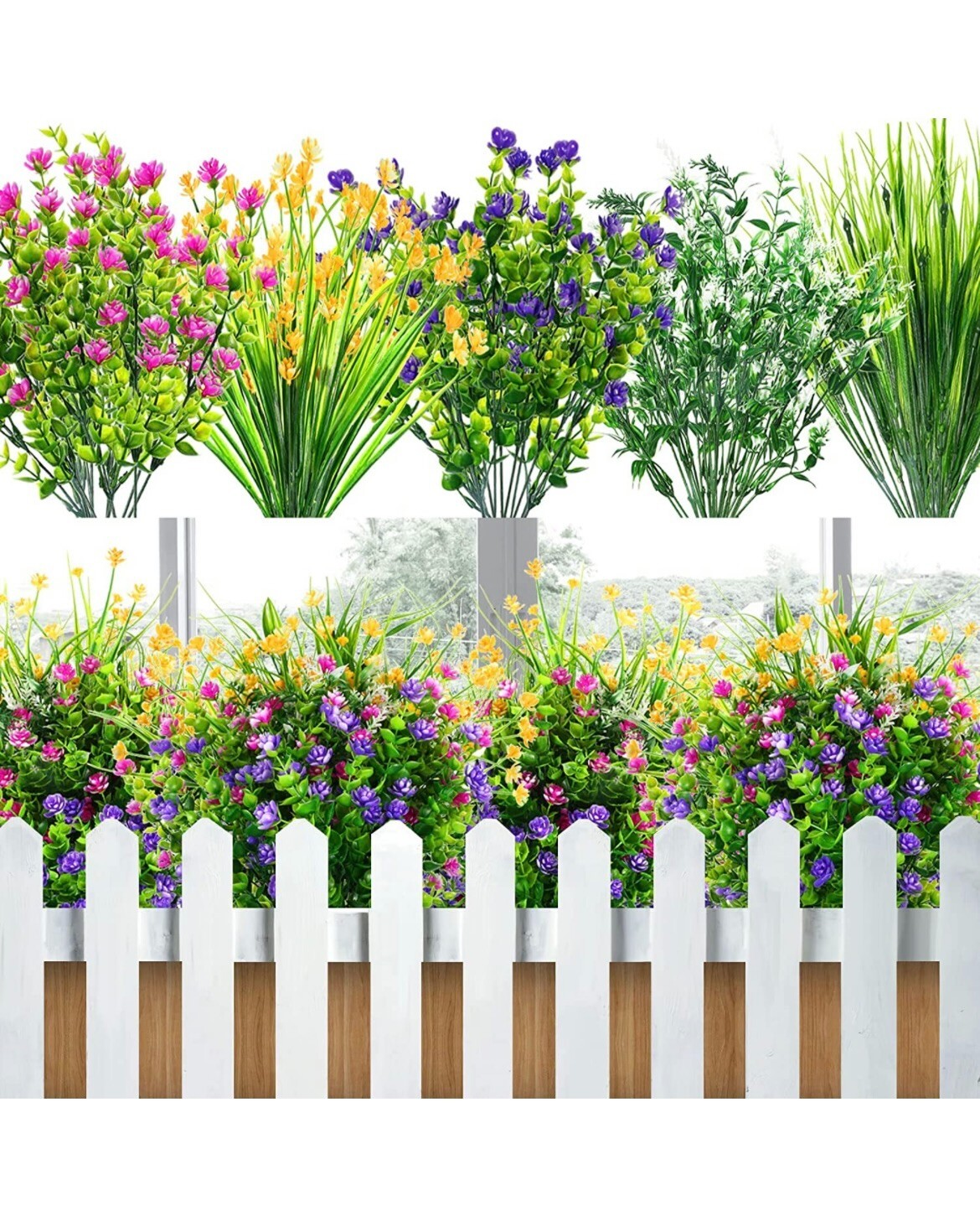 10 Bundles Faux Flowers Outdoors Faux Plants Faux Hanging Plastic Flowers Faux