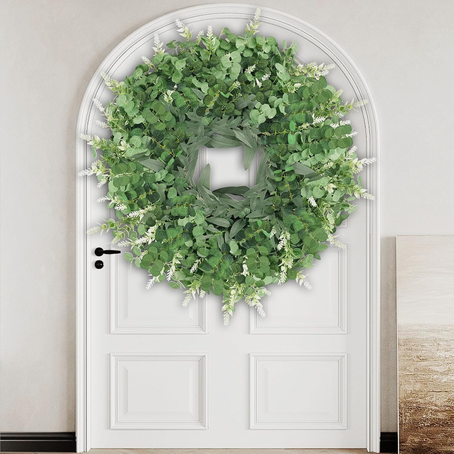 26 Inch Artificial Eucalyptus Wreath for Front Door Indoor Outdoor Greenery A…