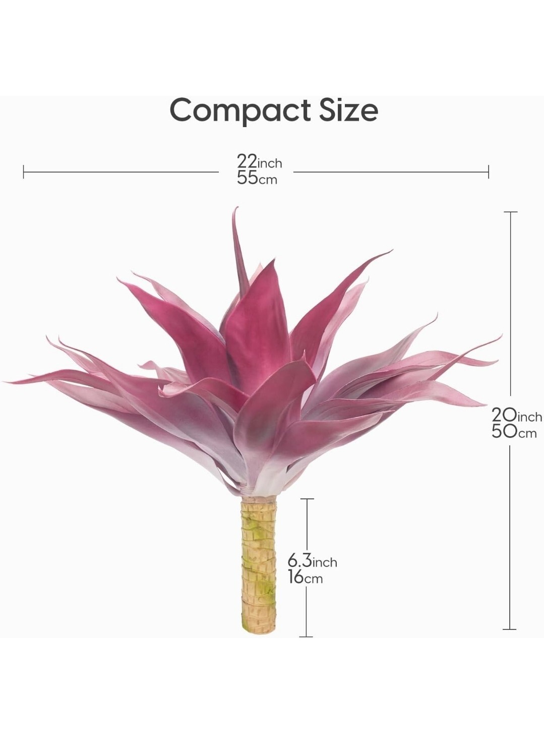 Fall Artificial Agave Fake Plant, Red-White Fake Agave Plant 22 inch