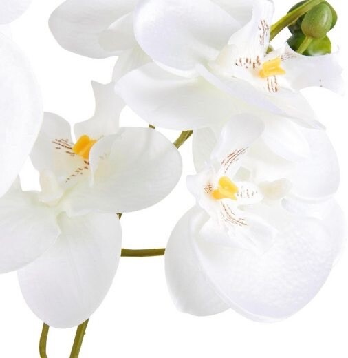 Potted Faux Flower Arrangement White Artificial Orchid, 23″ Tall