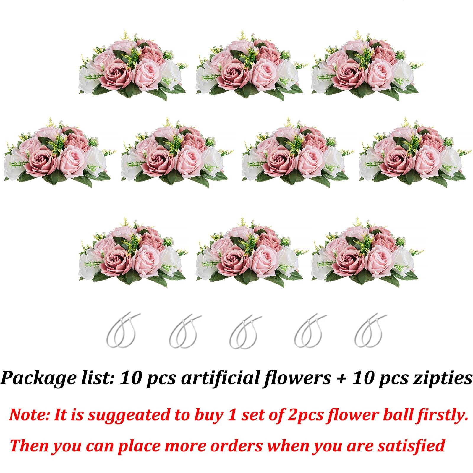 BLOSMON Flower Ball Centerpieces for Table 10 Pcs Fake Dusty Rose Flowers Vin…
