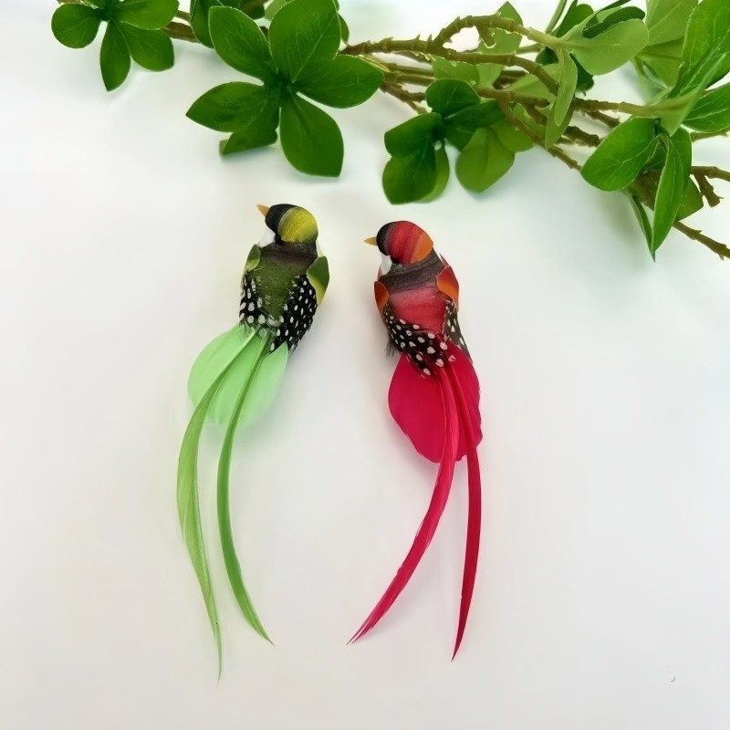 7pcs Artificial Simulation Foam Birds Feather Long Tail with Clip