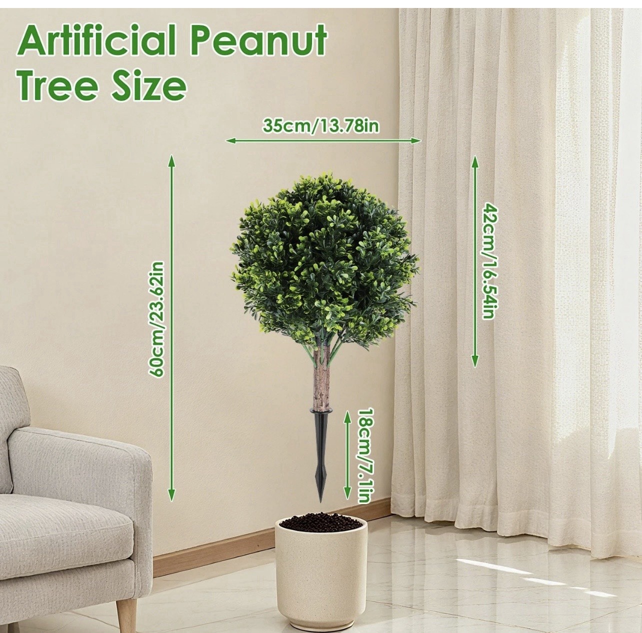 2 Packs Artificial Boxwood Topiary Ball Bush for Outdoor with Spike UV Resistant