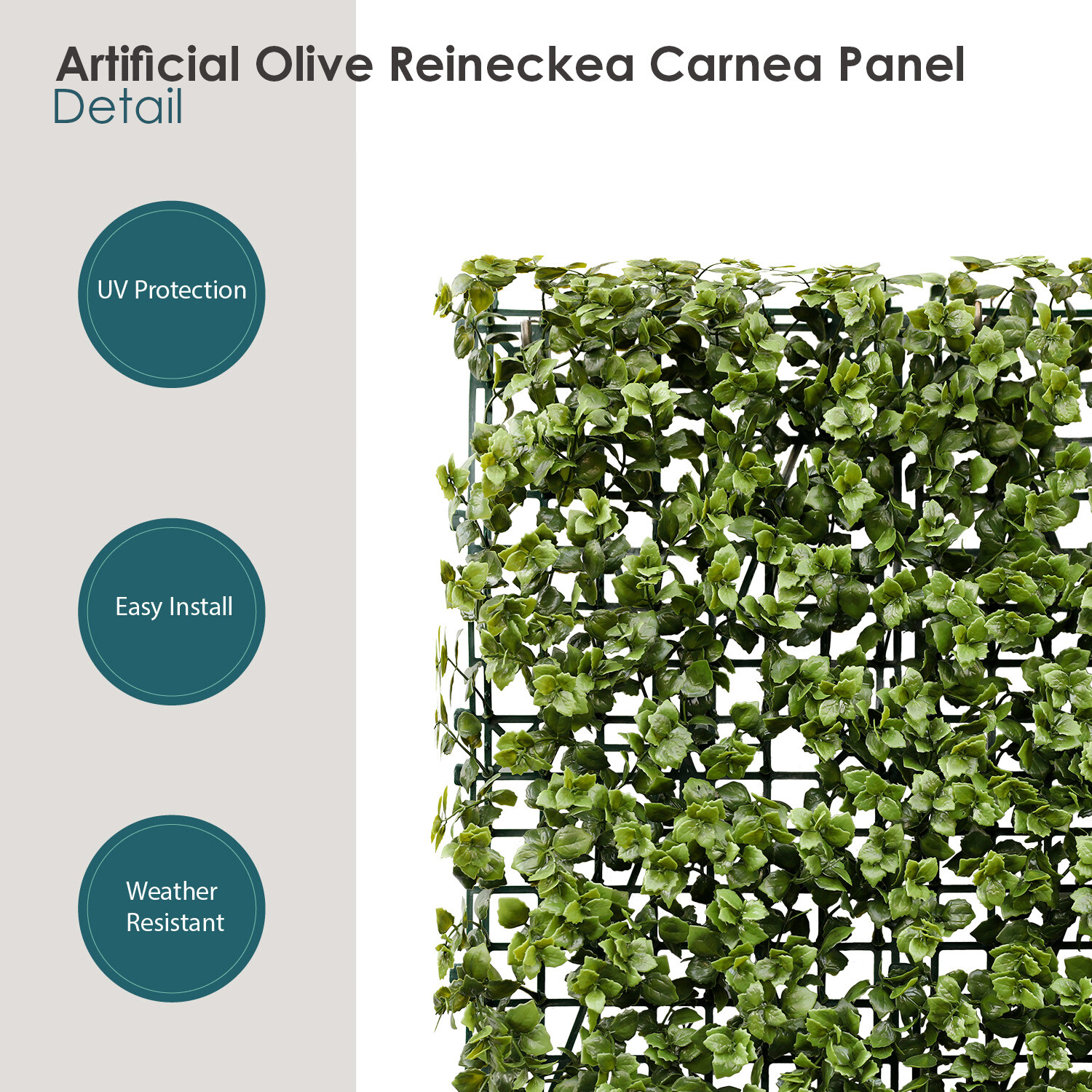 20in Artificial Faux Olive Reineckea Mat Wall Hedge Decor Fence Panel Grass