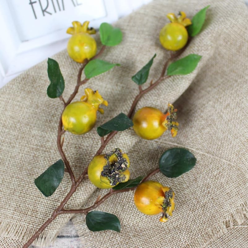 Group of 5 Artificial Yellow Rosehip Berries and Pomegranate Fruit Stems for …