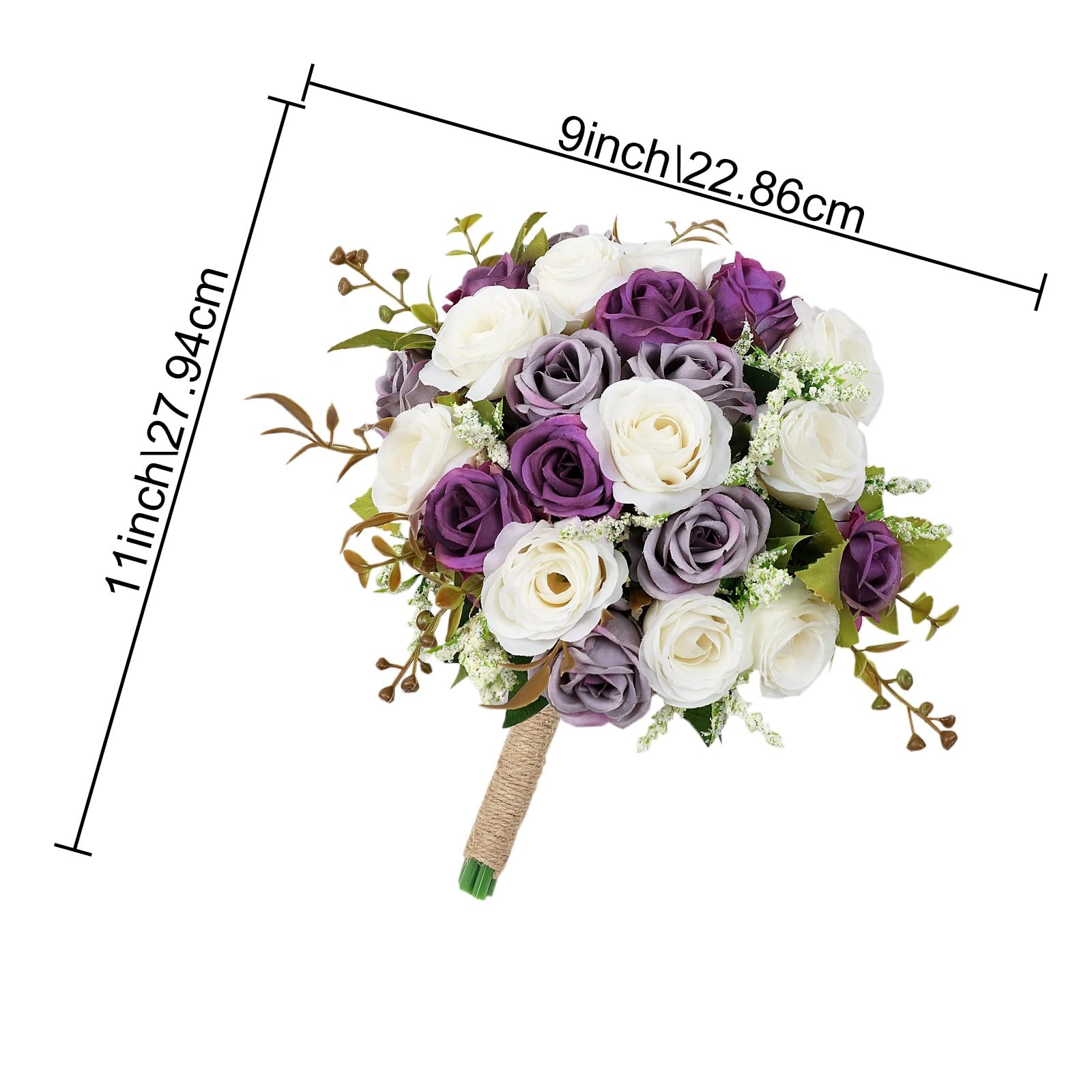 Set of 4 Bridesmaid Bouquets for Wedding – 7 Inch Artificial Ivory Flower Bou…