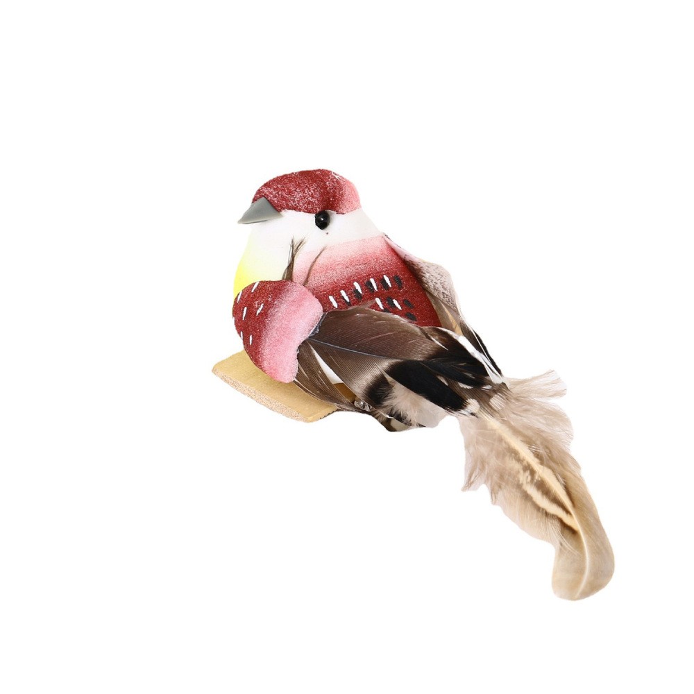 Green Artificial Simulation Bird Tree Ornaments Realistic Feather Birds