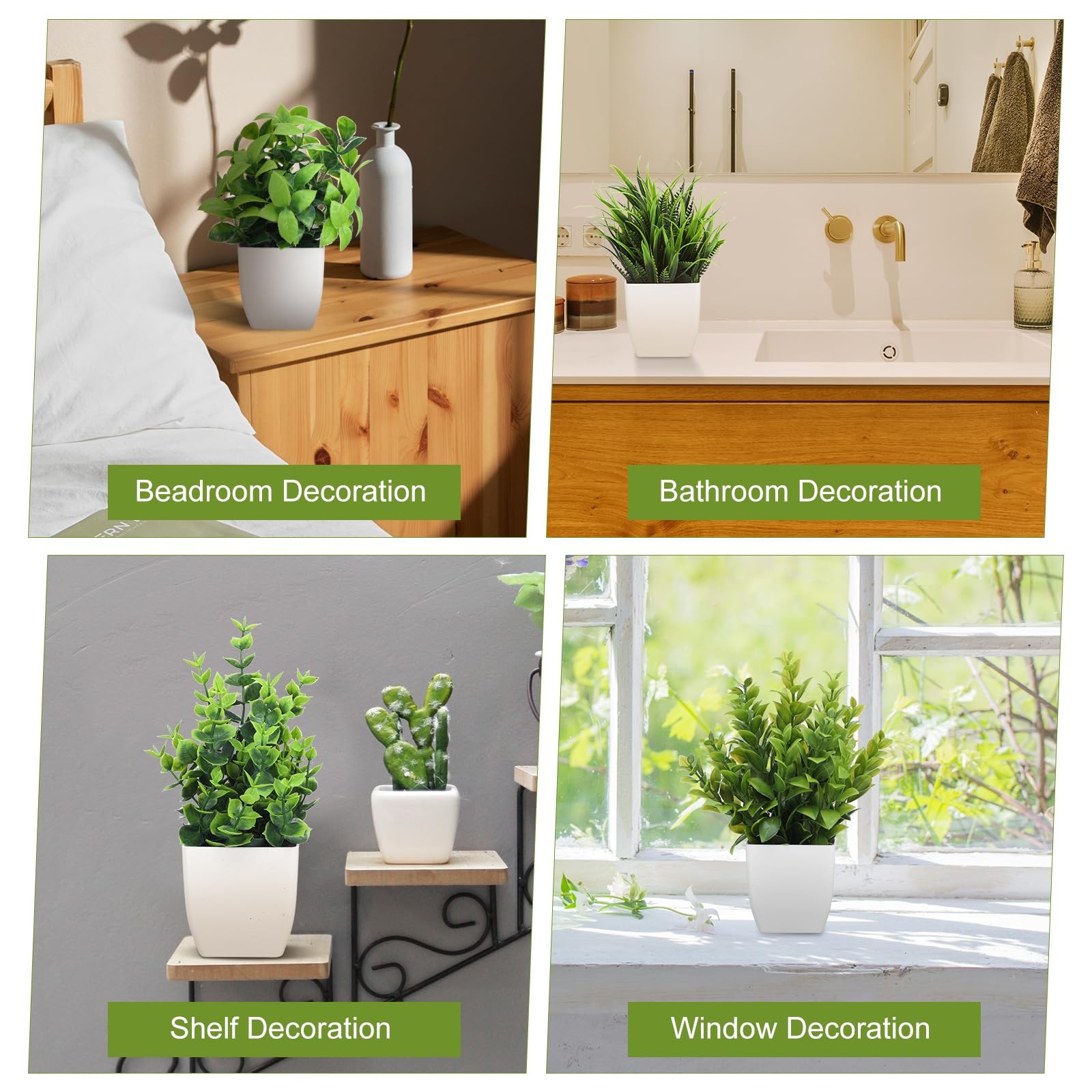 Mini Artificial Greenery Potted Plants Small Fake Eucalyptus Shelf 12 PCS