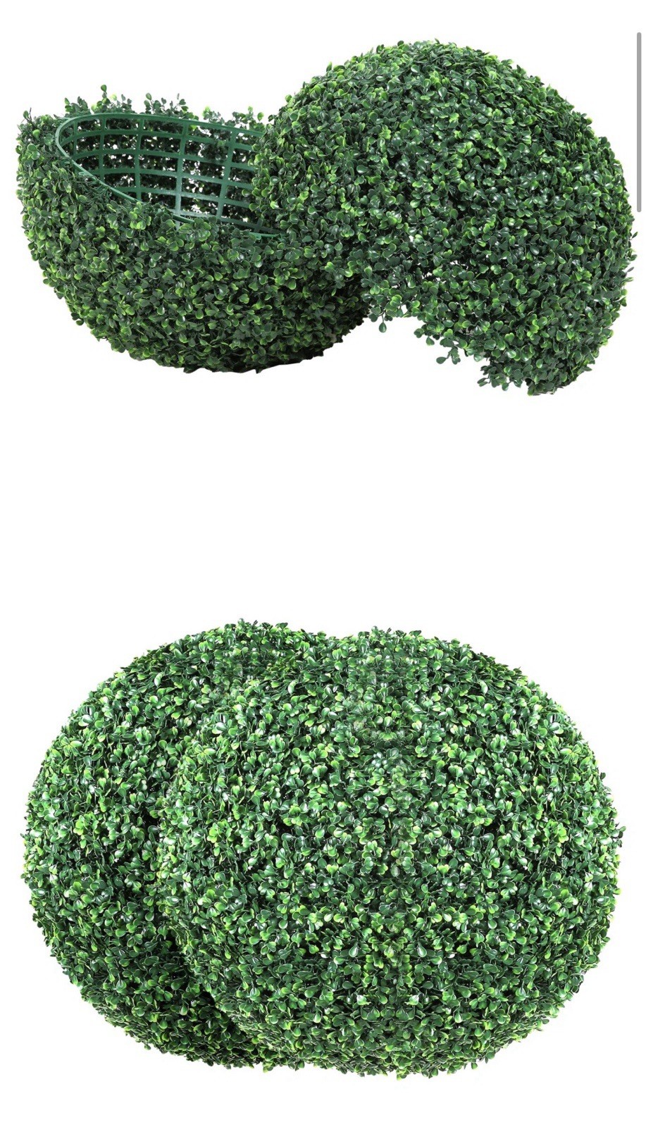 15 in Artificial Boxwood Topiary halfBall, Green Plastic Faux Floral GardenDecor