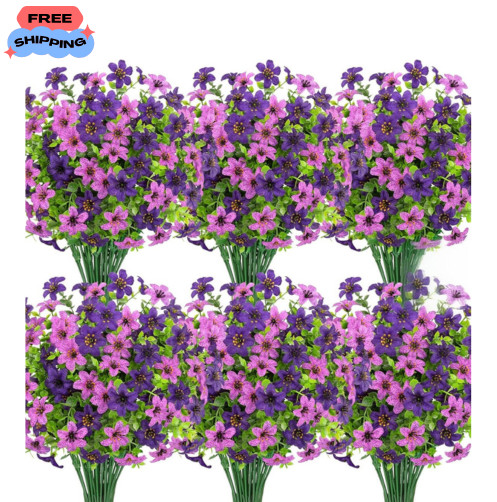 20 Bundles Artificial Flowers for Outdoors, Fake Silk Flowers UV Resistant Fa…