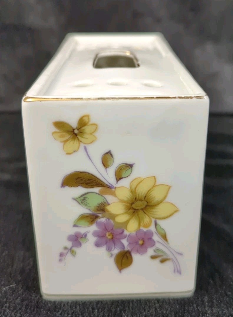 Vintage Ceramic Floral Frog Vase Andrea Sadek Gold Accents Butterfly