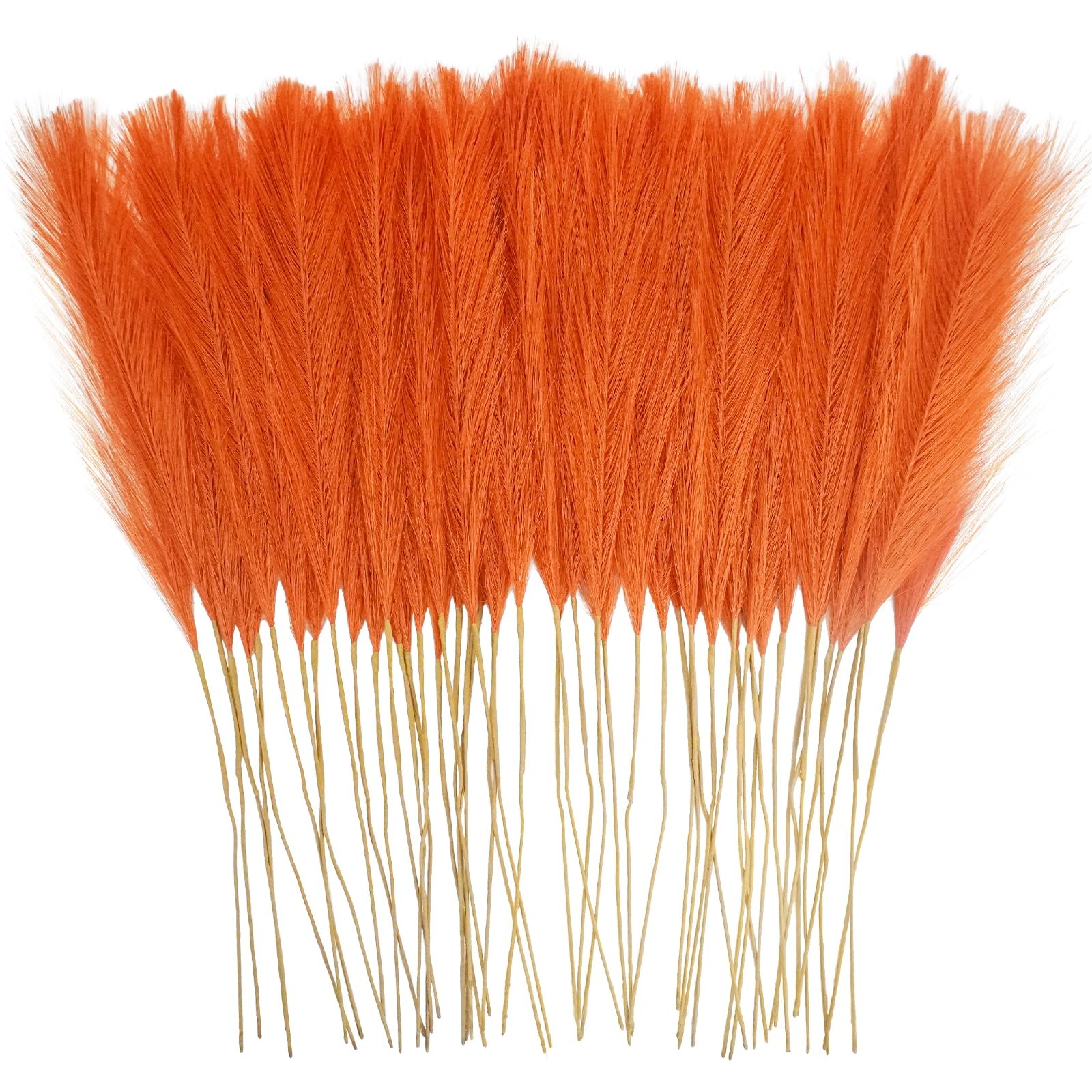 50 PCS 21.6″ Burnt Orange Artificial Pampas Grass Faux Fall Floral Vase Filler