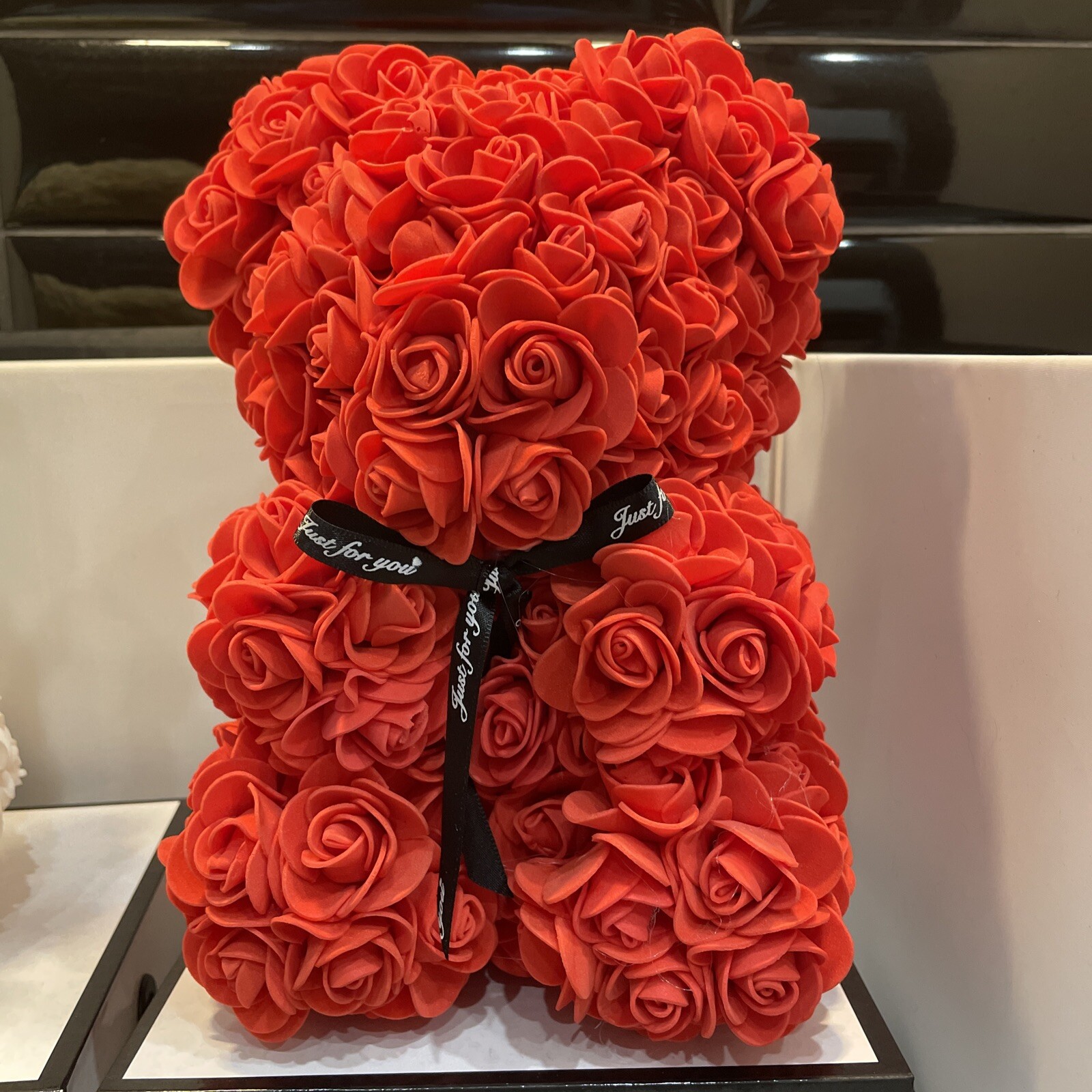 Always And Forever Flower Red Rose Bear With Box Artificial Flowers NEW