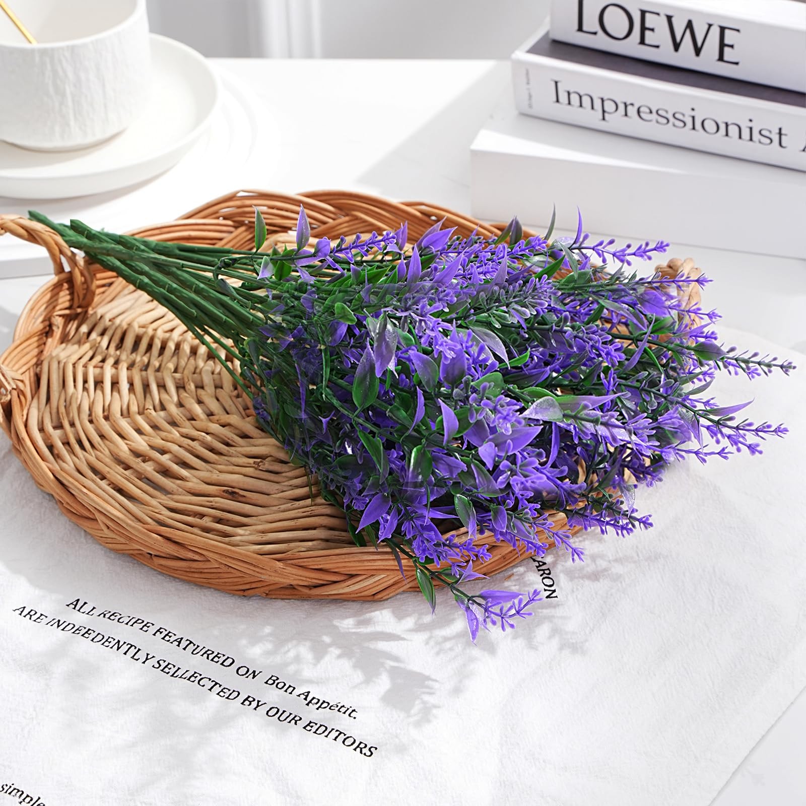 Artificial Flowers, Lavender Fake Flowers 6 Bundles UV Resistant Shrubs Faux …