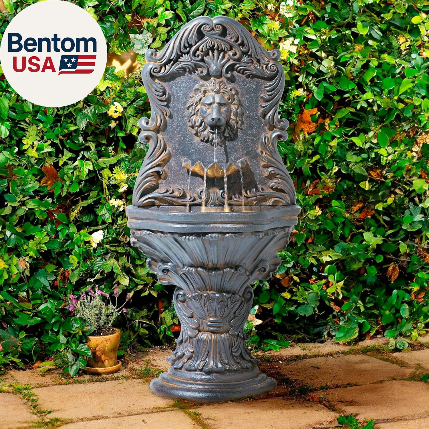 Royal Lion Acanthus 50″ High Large Italian Indoor Outdoor Decor Faux Stone Floor