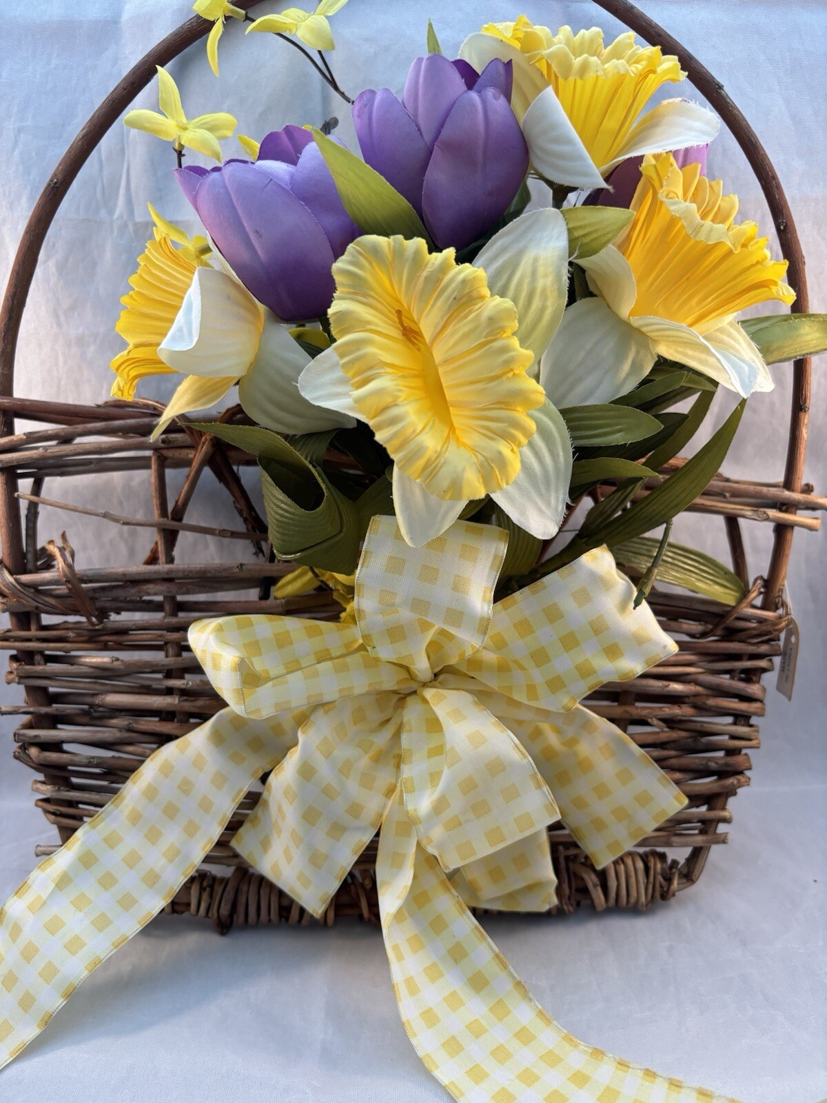 Hanging Door Wall Basket with Spring Summer Faux Flowers