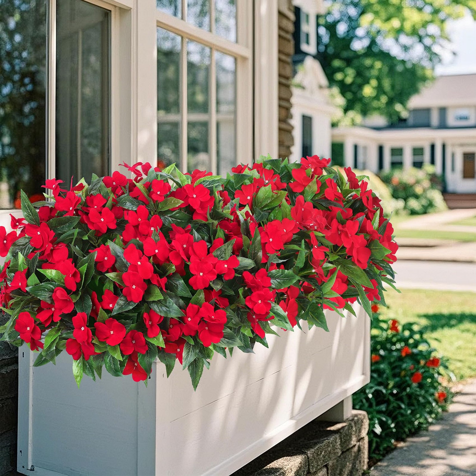 6 Bundles Artificial Impatiens Flowers for Outdoors Decoration, Silk Flowers …