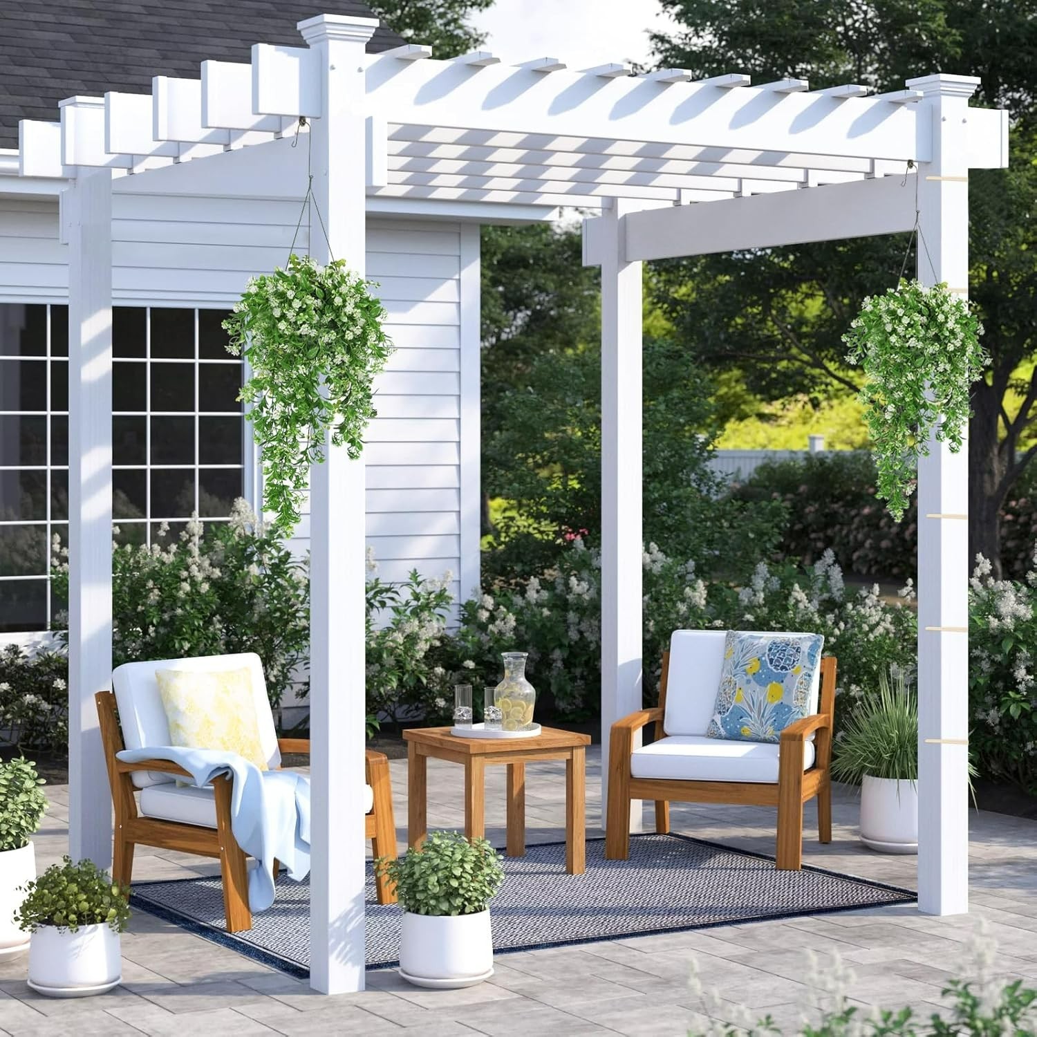 Faux White Hanging Plants – 2-Pack Fake Ivy Vines for Indoor & Outdoor Use