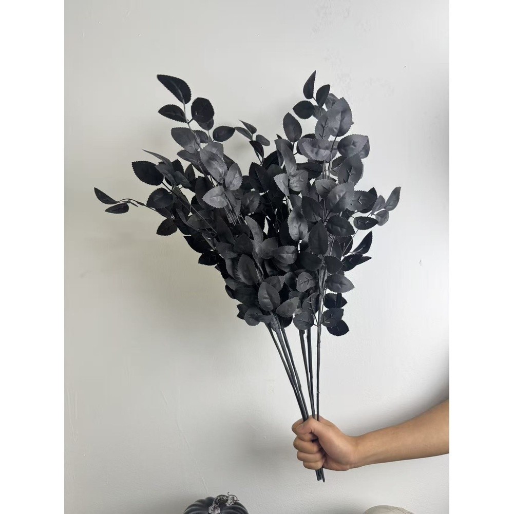 Black Artificial Leaves 70cm 75cm with Withered Branches for Halloween Styling