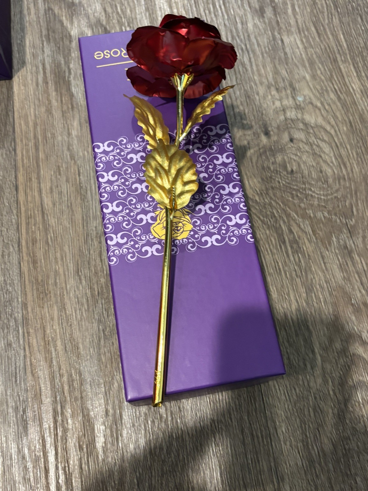 24K Forever Rose Red Rose Gold Dipped Rose 24K Rose Flower with Gift Box and