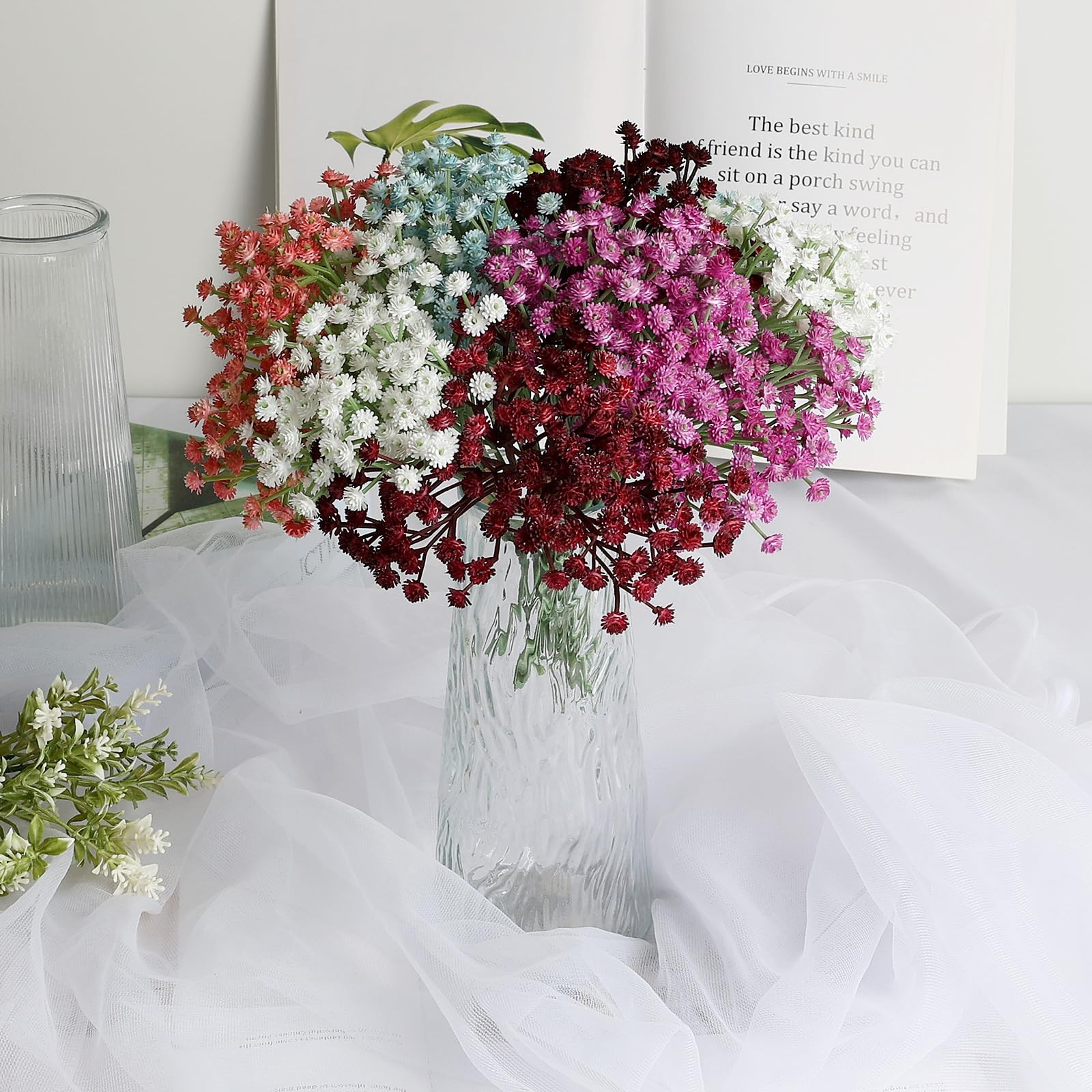 Baby’s Breath Artificial Flowers, Maroon/Burgundy, 18pcs