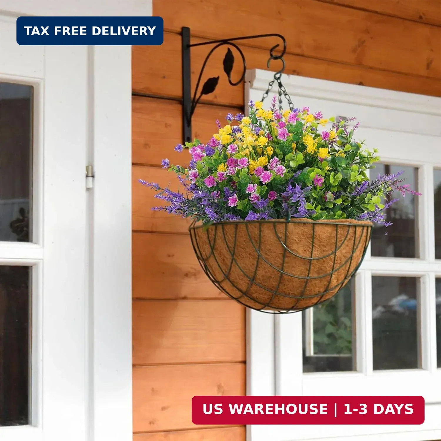 Hananona 12 Pcs Artificial Flowers Outdoor, Faux Artificial Plants UV Resistant
