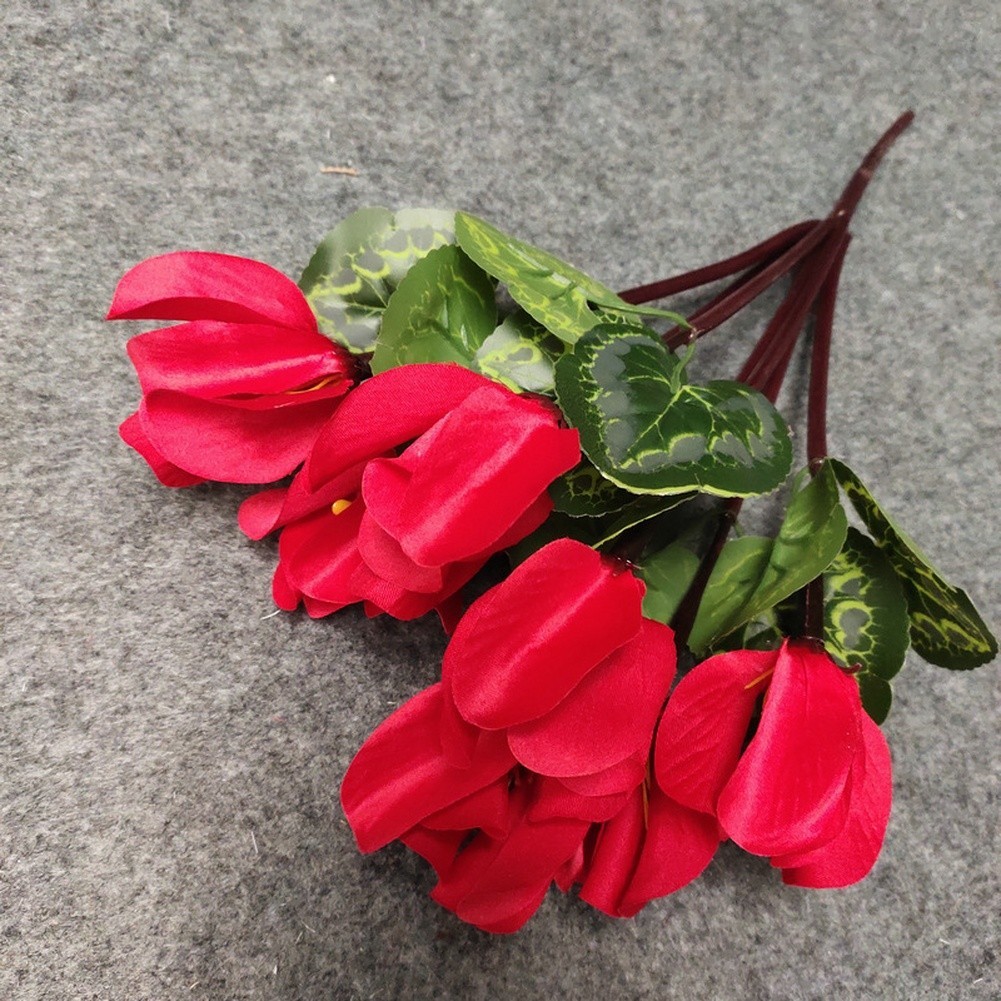 Artificial Cyclamen Bouquet with 7 Lifelike Branches for Interior Decor 36cm