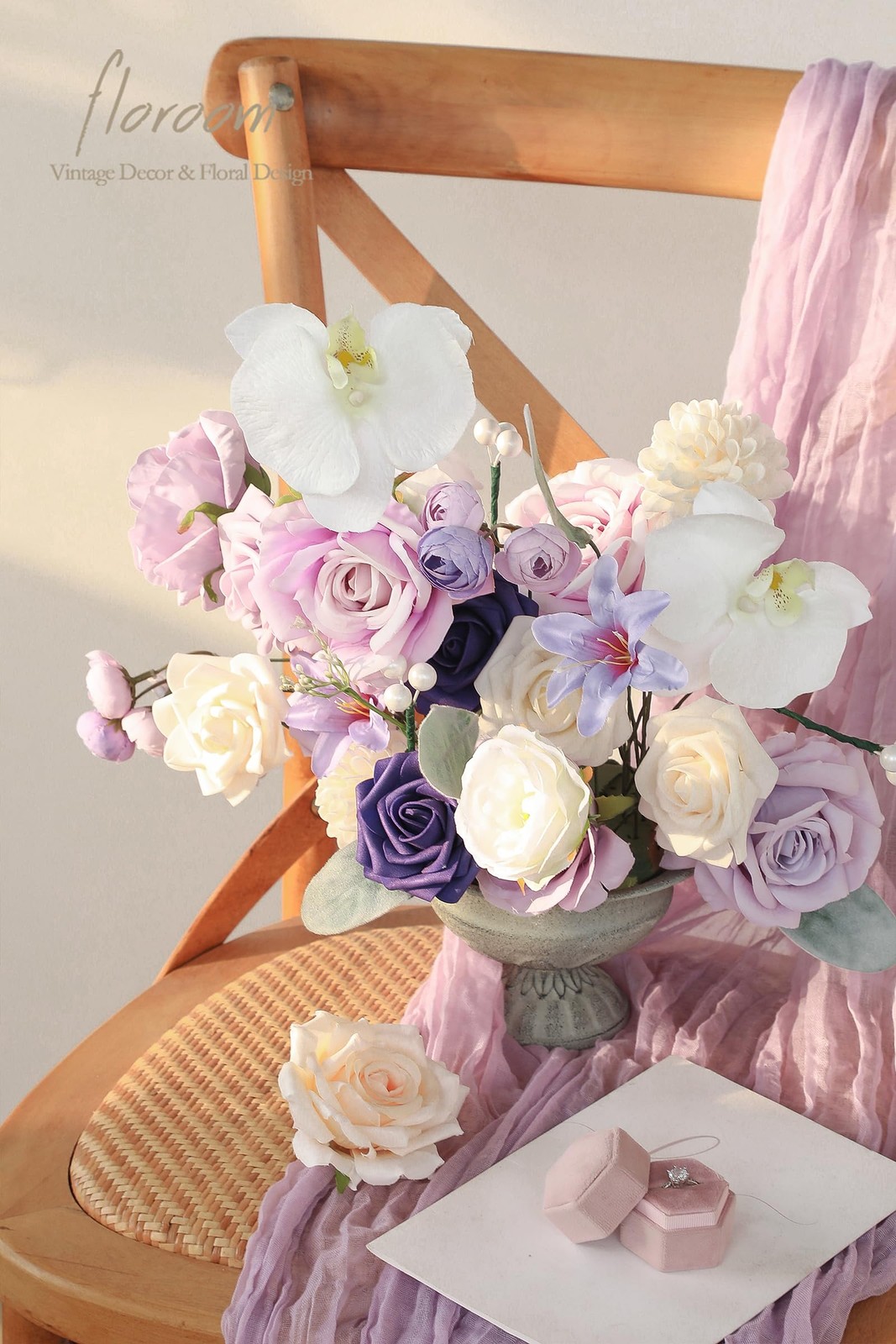 Lilac Lavender Purple Cream Artificial Flowers Fake Roses Dahlias and Greener…