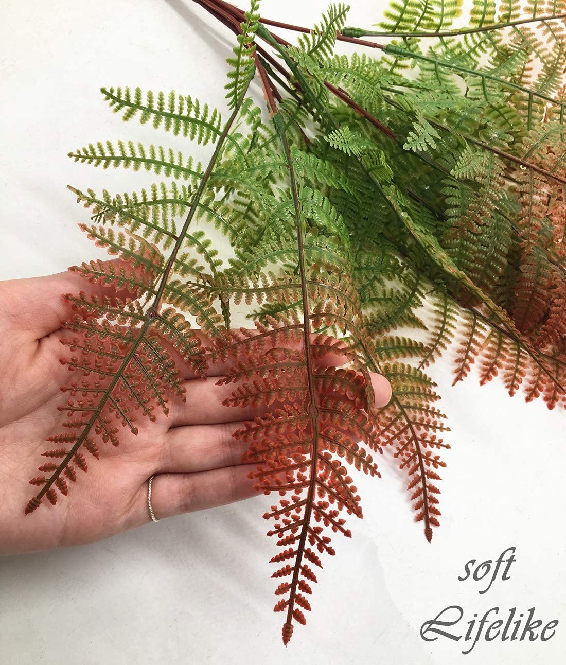 Artificial Fern Plants, Fake Greenery Shrubs Plastic Leaves Bushes Grass Shru…