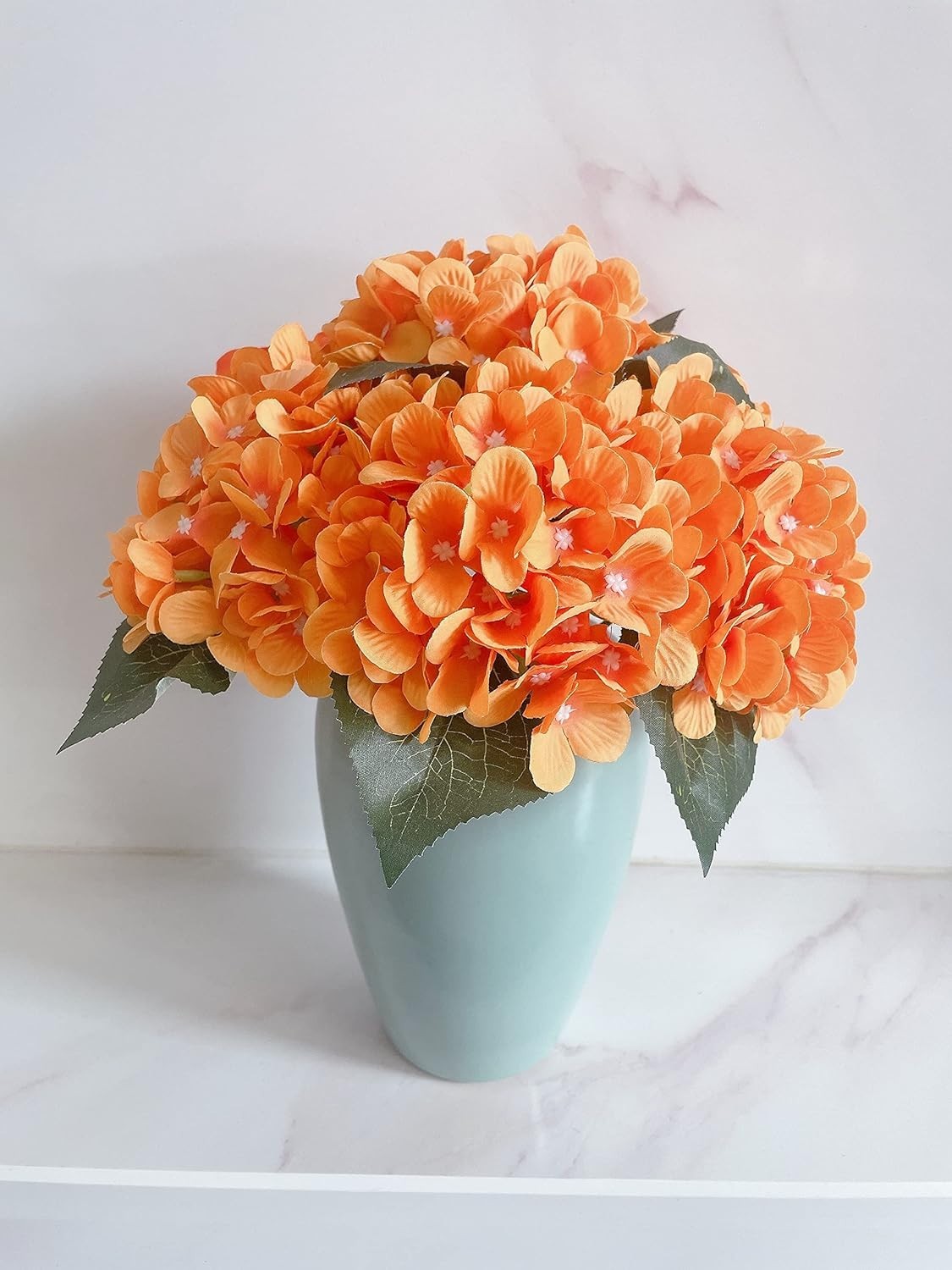 Realistic Silk Hydrangea Flower Heads – 10PCS Orange for Indoor Decor
