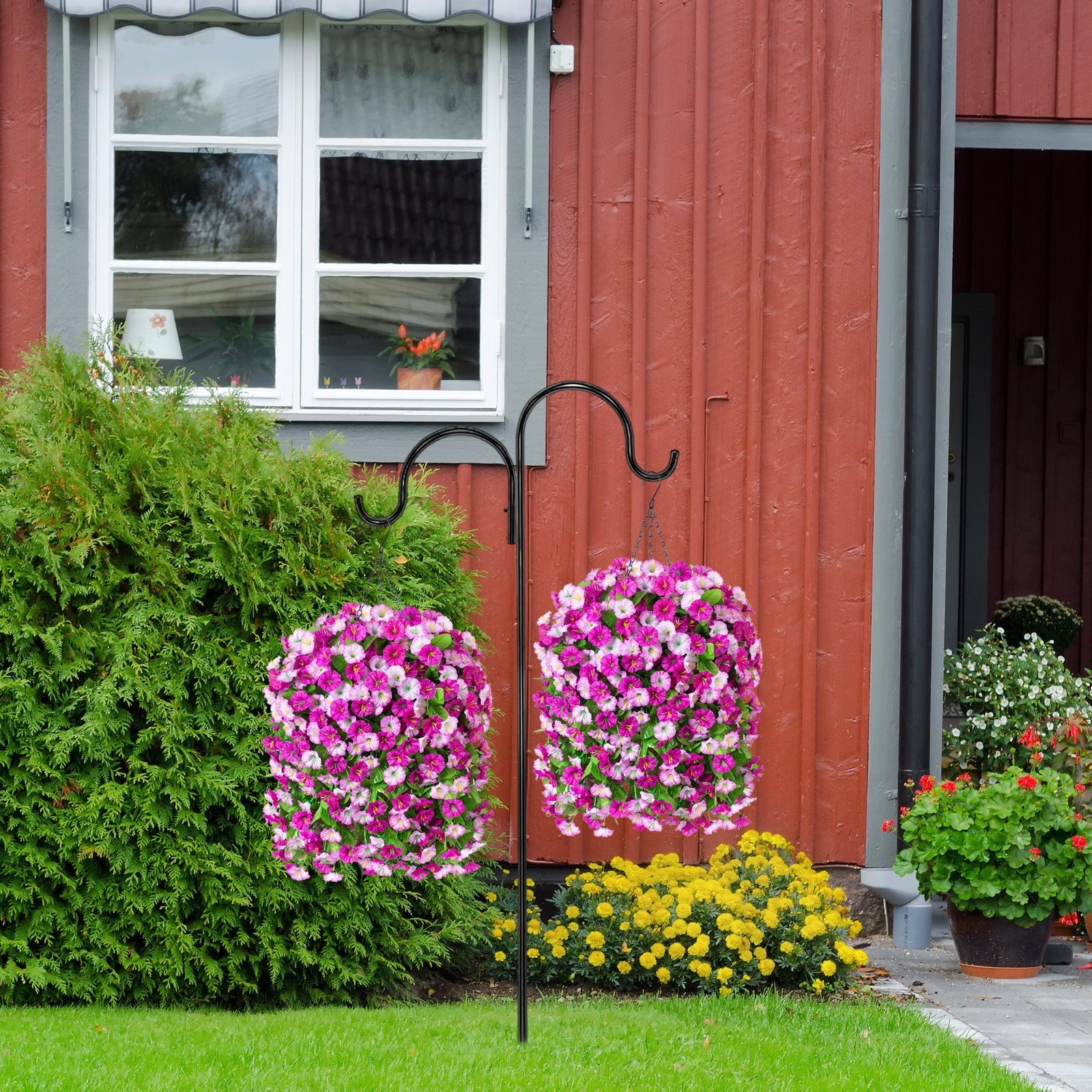 Faux Hanging Flowers Basket – Artificial Silk Floral Planter for Spring & Summer