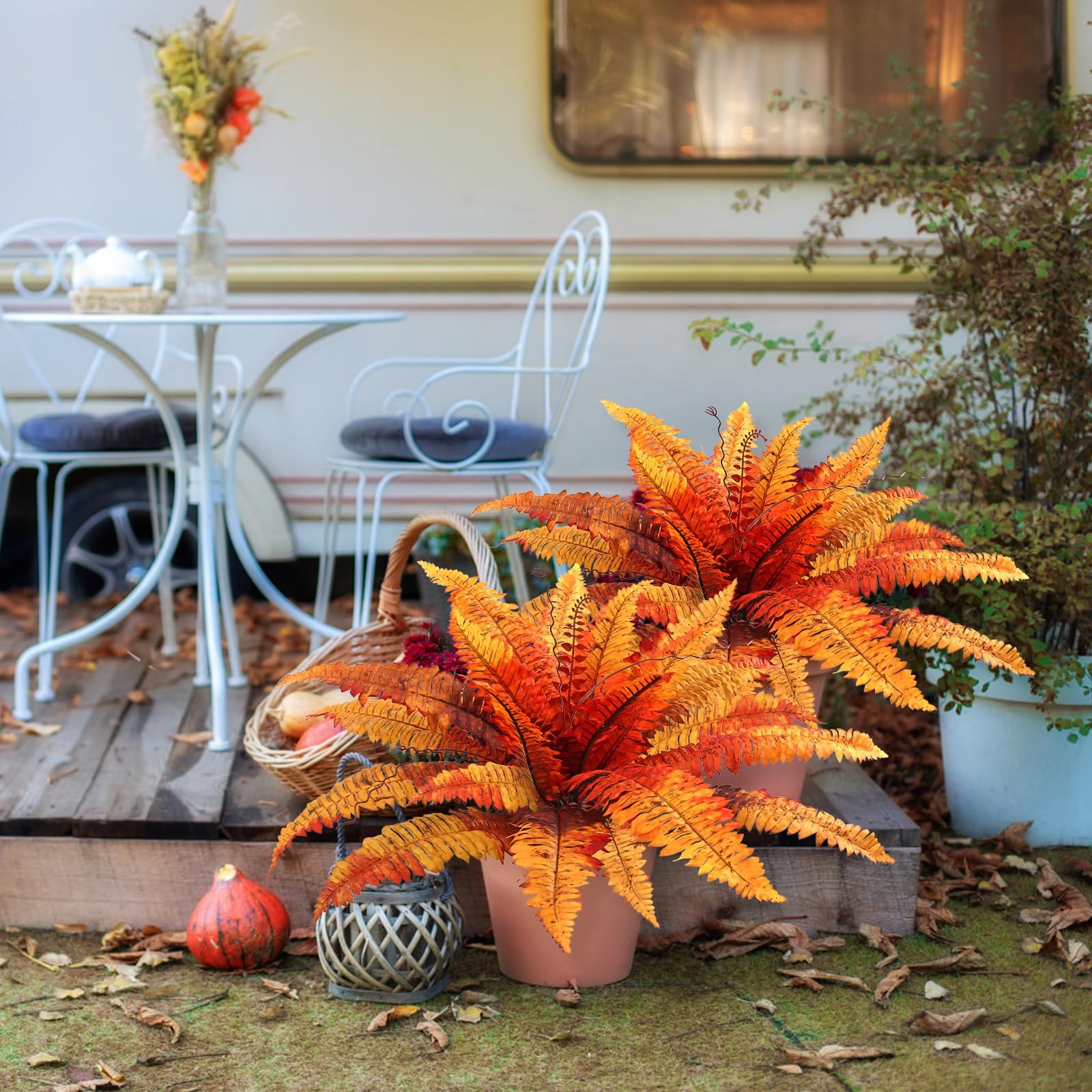 Artificial Fall Plants Artificial Fall Ferns for Outdoors, Set of 2 Bouquets …