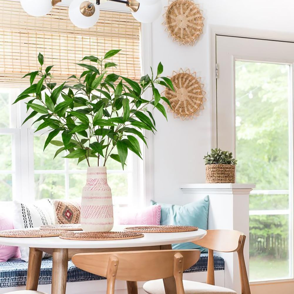 Artificial Eucalyptus Stems with Seeds Real Touch Fake Branches for Vase 3 Packs