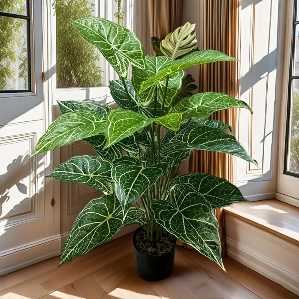 24 Artificial Green Fairy Taro Leaves Monstera Plant Indoor / Outdoor Decoration