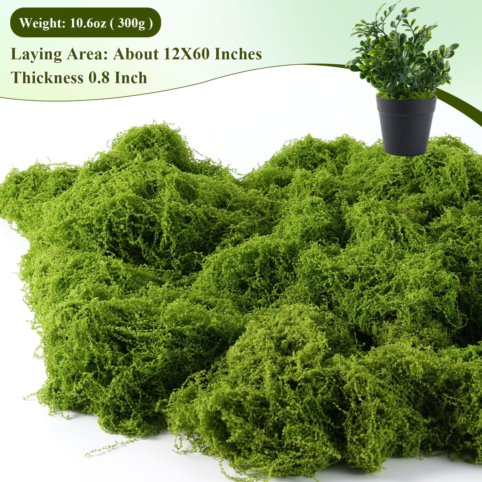 Faux Green Moss 10.6oz for Terrarium, Potted Plant Soil Cover & Wedding Table…
