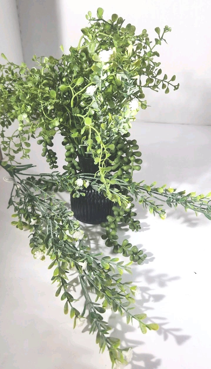Artificial Greenary With Blue Vase. 4.5 Tall W/o Greenary No Care Decoration