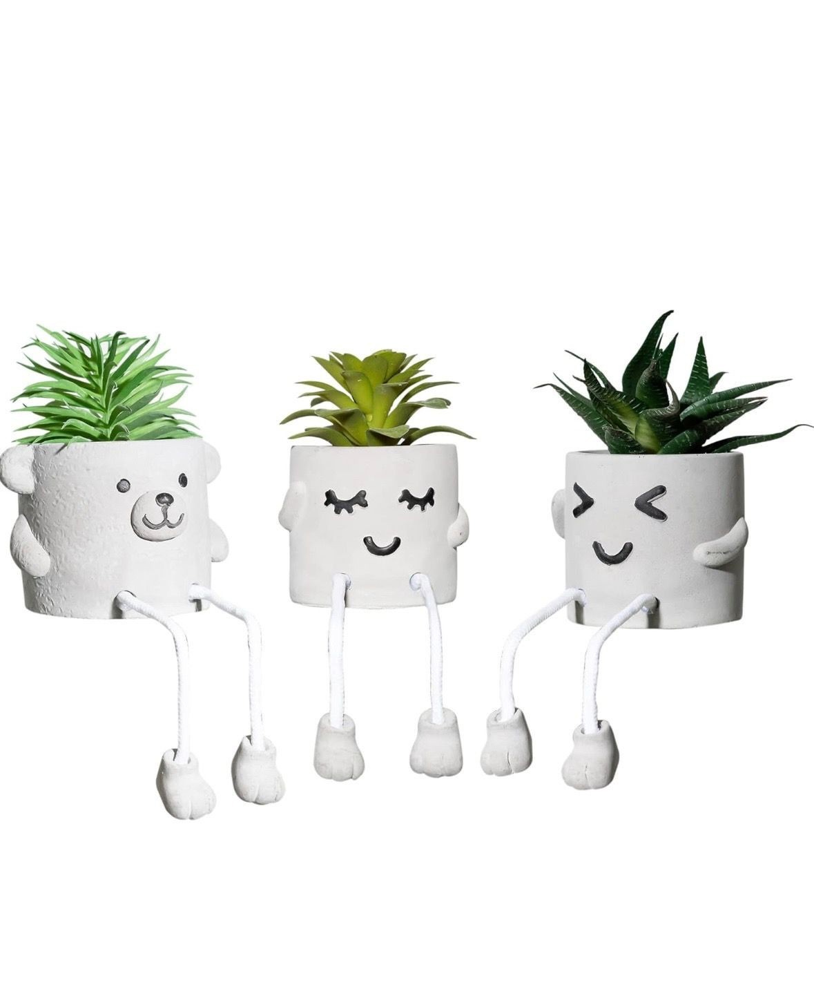 Artificial Plants 3 Pack in Square Concrete Feel Pots – Zero Maintenance 8.5 …