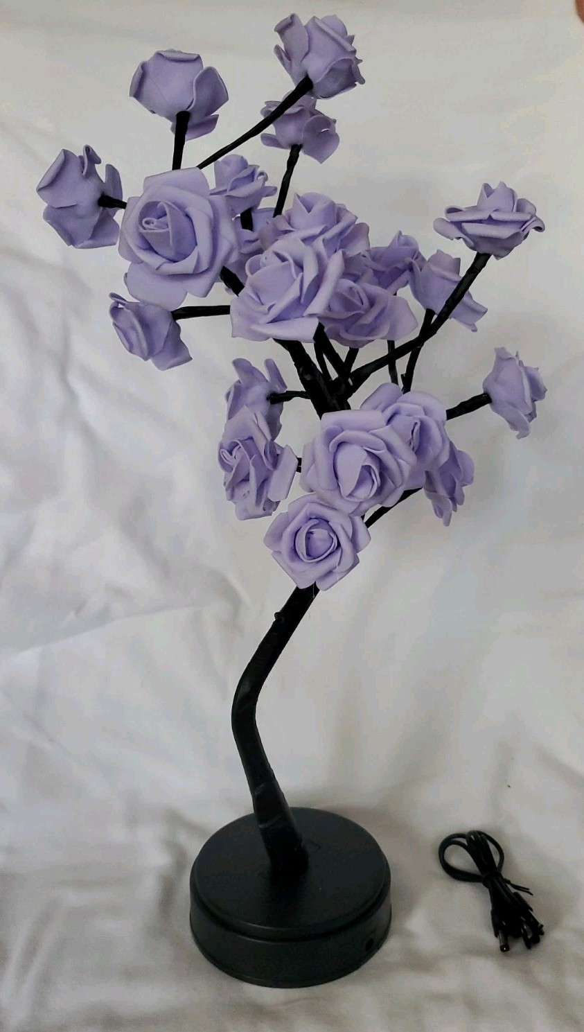 New LED Purple Rose Flower Table Lamp USB Fairy Light Tree Goth Halloween 17″