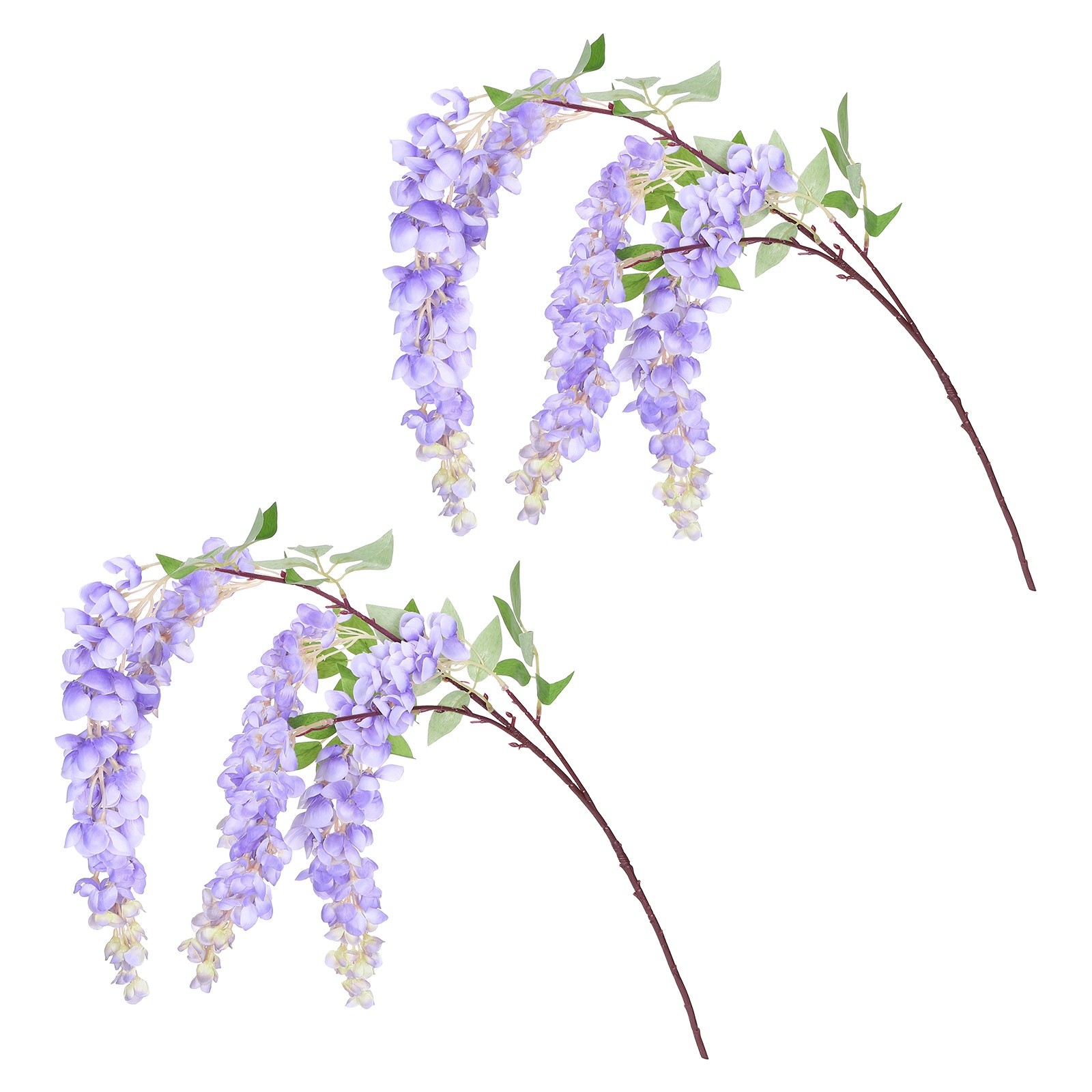 2 Pcs Artificial Wisteria Hanging Flowers 3.9 ft Fake Hanging Floral Purple