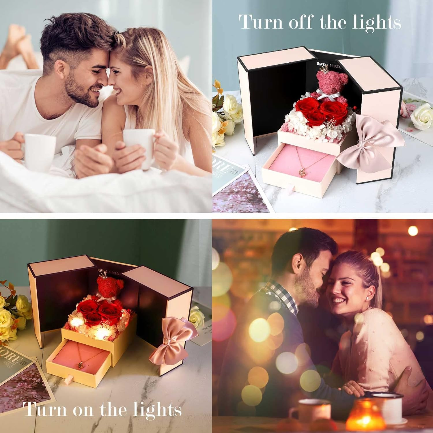 Valentine’S Day Romantic Gifts – Preserved Real Rose with I Love You Necklace in
