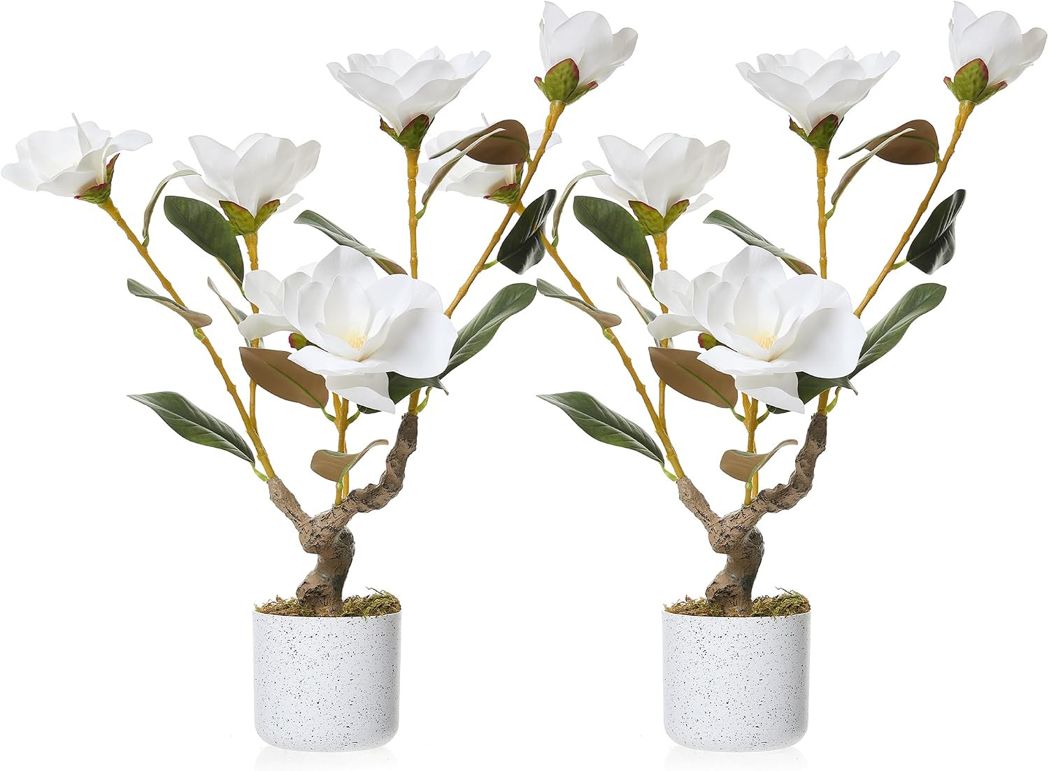 Elegant White Faux Orchid Flowers in Pot – 2 Pack, 24 Inch Indoor Decor