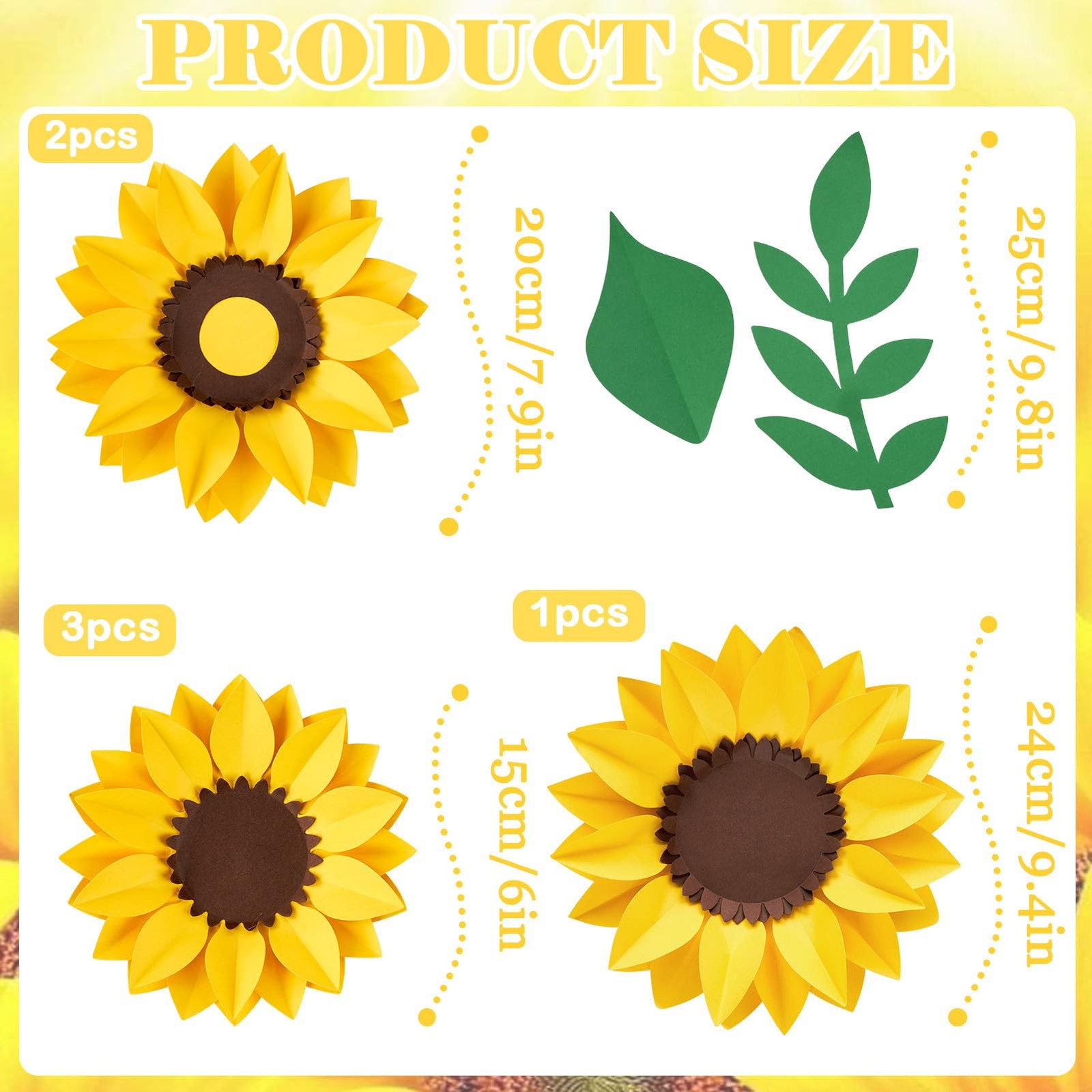 15pcs Sunflower Wall Decor, Paper Flower for Wall with 3D Artificial Flowers …