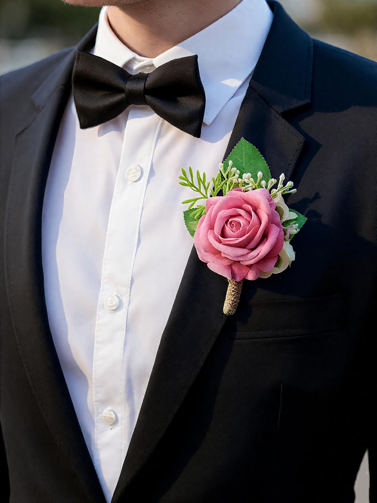 Pink Rose Corsage Boutonniere Set Wristlet Bride Bridesmaids Prom Wedding