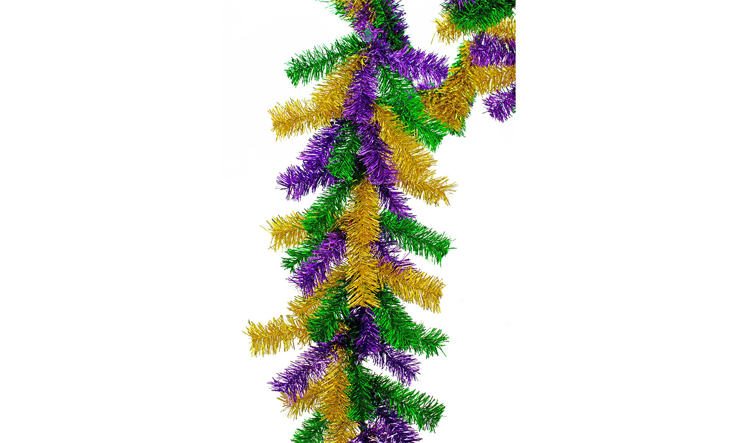 6FT Mardi Gras Garland Green, Purple, Gold Tinsel Christmas Garland 12in Wide