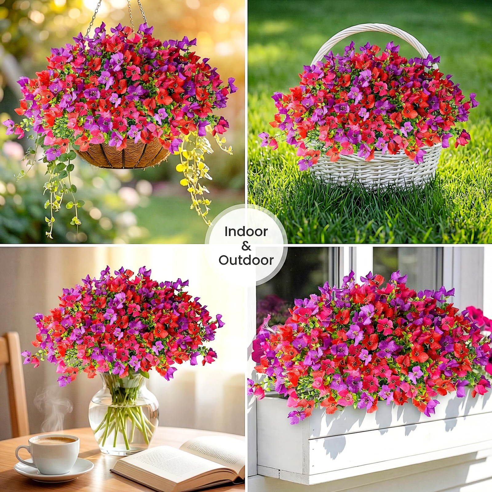 12Pcs Artificial Outdoor Flowers for Outdoors, Faux Silk Realistic Plants Shr…