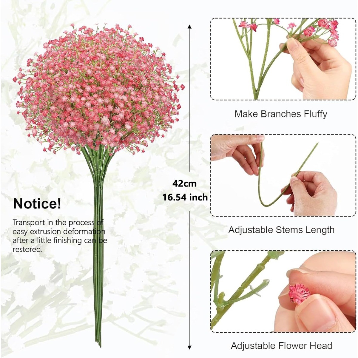 36Pcs Baby Breath Artificial Flowers Real Touch Gypsophila Wedding Bouquet Decor