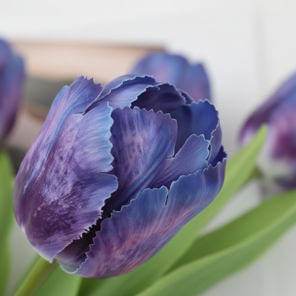 Artificial Purple Tulip Flowers Realistic Gradient Tulip Bouquet 6 Stems