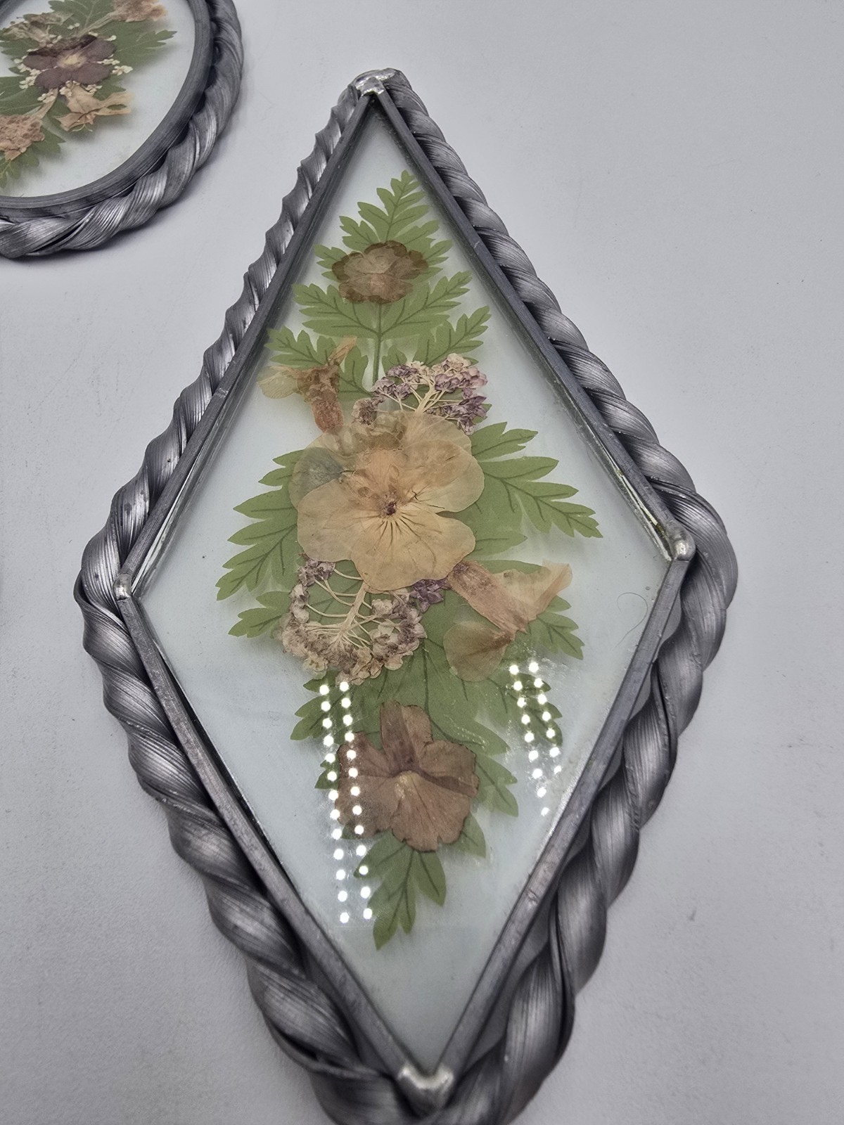 3 PC Dried Pressed Flower Hanging Sun Catchers Decor Cottage Farmhouse