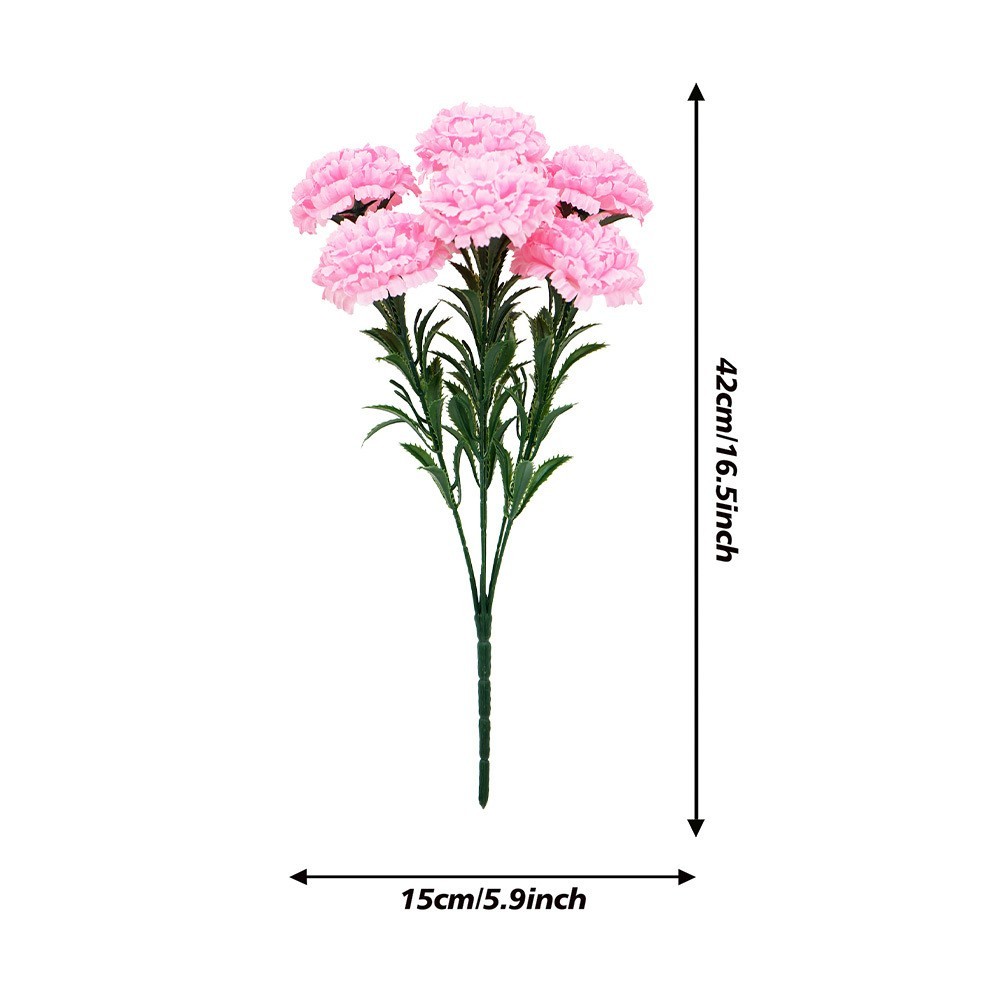 Carnation Plastic Artificial Flower Bouquet 7 Heads 42cm for Home Bedroom Decor